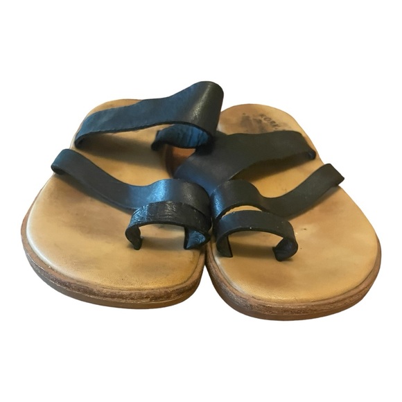 Kork-Ease Black Leather Slip On Sandals Size 8 M - Picture 3 of 5